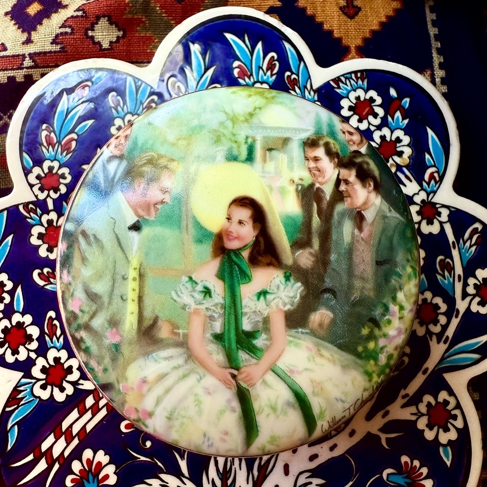 Vintage Decorative music box trinket with Victorian Scene Gone With wind